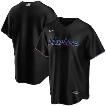 youth nike black miami marlins alternate replica team jerse